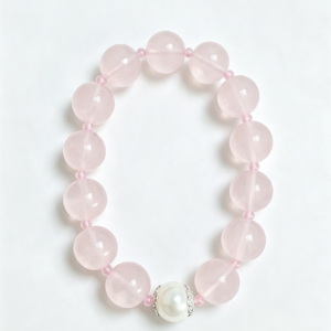 High Clarity Madagascar Pink Crystal Pearl Single Loop Bracelet for Women