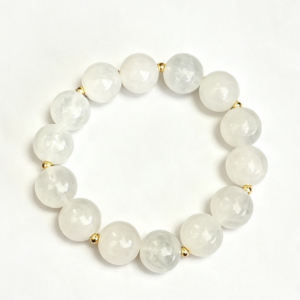 Milky White Quartz Gold Spacer Bracelet